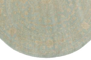 Muted Aqua Blue Floral 6x6 Transitional Oriental Round Rug