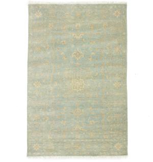 Muted Teal Floral 4x6 Transitional Oriental Area Rug
