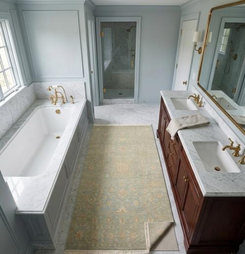 Muted Aqua Blue Floral 4x6 Transitional Oriental Rug