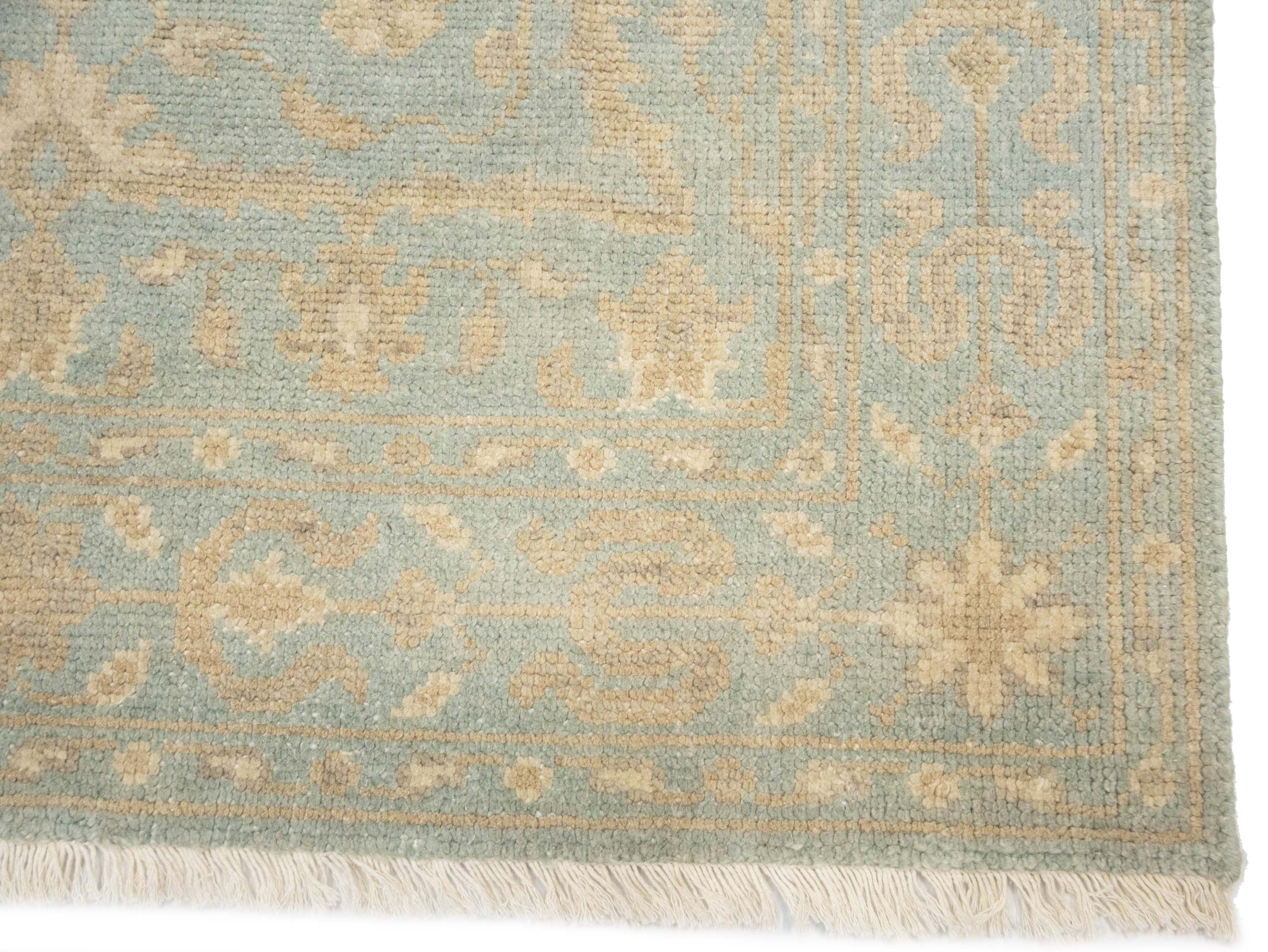 Muted Aqua Blue Floral 4x6Transitional Oriental Rug