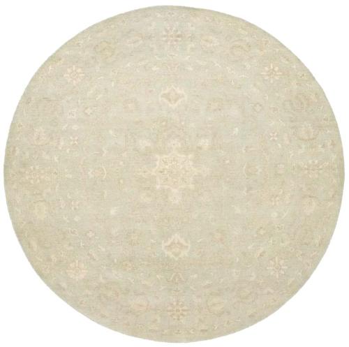 Muted Aqua Green Floral Transitional 8x8 Oriental Round Rug