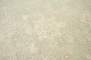 Muted Aqua Green Floral Transitional 8x8 Oriental Round Rug