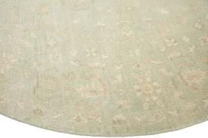 Muted Aqua Green Floral Transitional 8x8 Oriental Round Rug