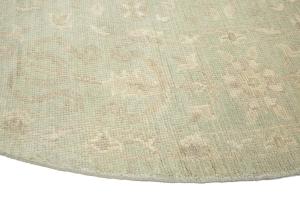 Muted Aqua Green Floral Transitional 8x8 Oriental Round Rug