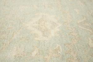 Muted Aqua Green Floral Transitional 8x8 Oriental Round Rug