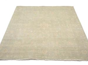 Muted Aqua Green Floral 12x12 Transitional Oriental Square Rug