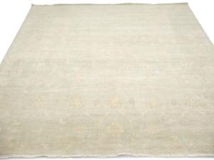 Muted Aqua Green Floral 12x12 Transitional Oriental Square Rug