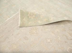 Muted Aqua Green Floral 12x12 Transitional Oriental Square Rug