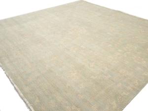 Muted Aqua Green Floral 12x12 Transitional Oriental Square Rug