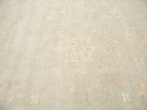 Muted Aqua Green Floral 12x12 Transitional Oriental Square Rug