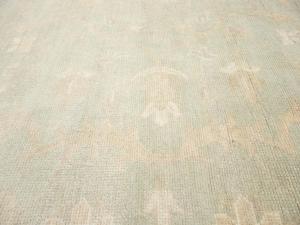 Muted Aqua Green Floral 12x12 Transitional Oriental Square Rug