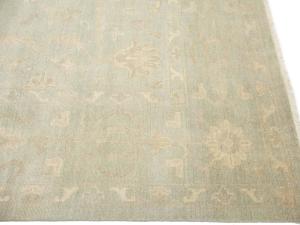 Muted Aqua Green Floral 12x12 Transitional Oriental Square Rug