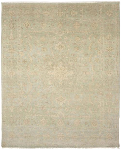 Muted Aqua Green Floral 8x10Transitional Oriental Rug