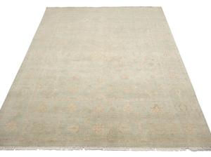 Muted Aqua Green Floral 8x10Transitional Oriental Rug