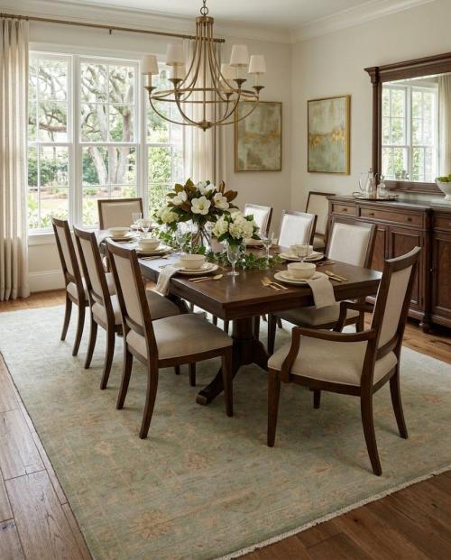 Muted Aqua Green Floral 8x10 Transitional Oriental Rug