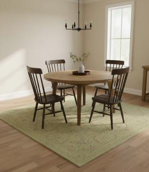 Muted Light Green Floral 8X8 Transitional Oriental Square Rug