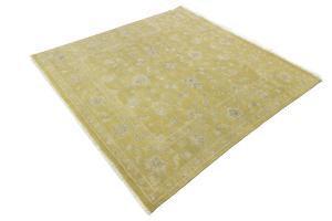Golden Yellow Floral 8x8 Chobi Oriental Square Rug