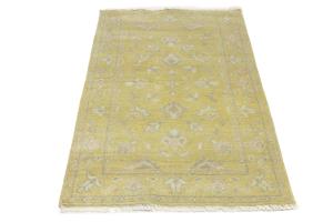 Muted Golden Yellow Floral 3x5 Transitional Oriental Area Rug