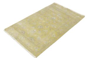 Muted Golden Yellow Floral 3x5 Transitional Oriental Area Rug