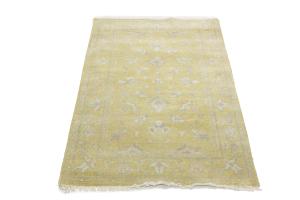 Muted Golden Yellow Floral 3x5 Transitional Oriental Area Rug