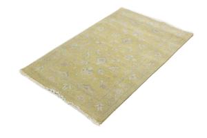 Muted Golden Yellow Floral 3x5 Transitional Oriental Area Rug