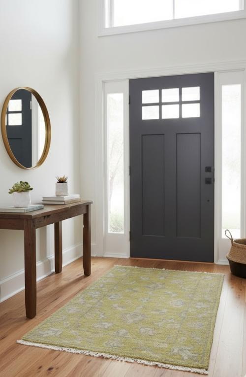 Muted Golden Yellow Floral 3x5 Transitional Oriental Area Rug