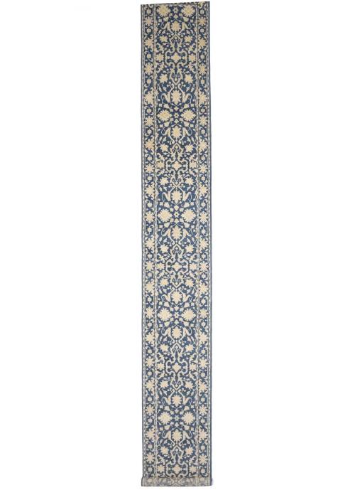 Muted Blue Floral Transitional 3X20 Oriental Runner Rug