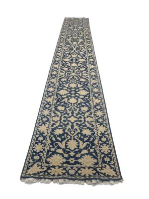 Muted Blue Floral Transitional 3X20 Oriental Runner Rug