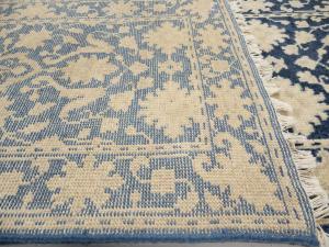 Muted Blue Floral Transitional 3X20 Oriental Runner Rug