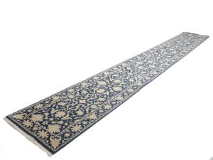 Muted Blue Floral Transitional 3X20 Oriental Runner Rug