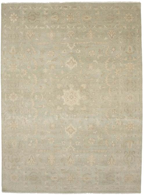 Muted Aqua Green Floral 9x12Transitional Oriental Rug