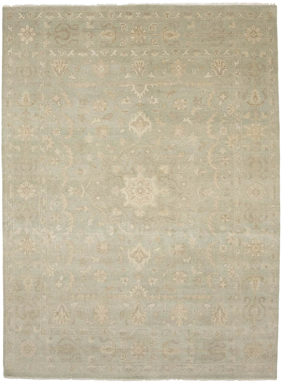 Muted Aqua Green Floral 9x12Transitional Oriental Rug