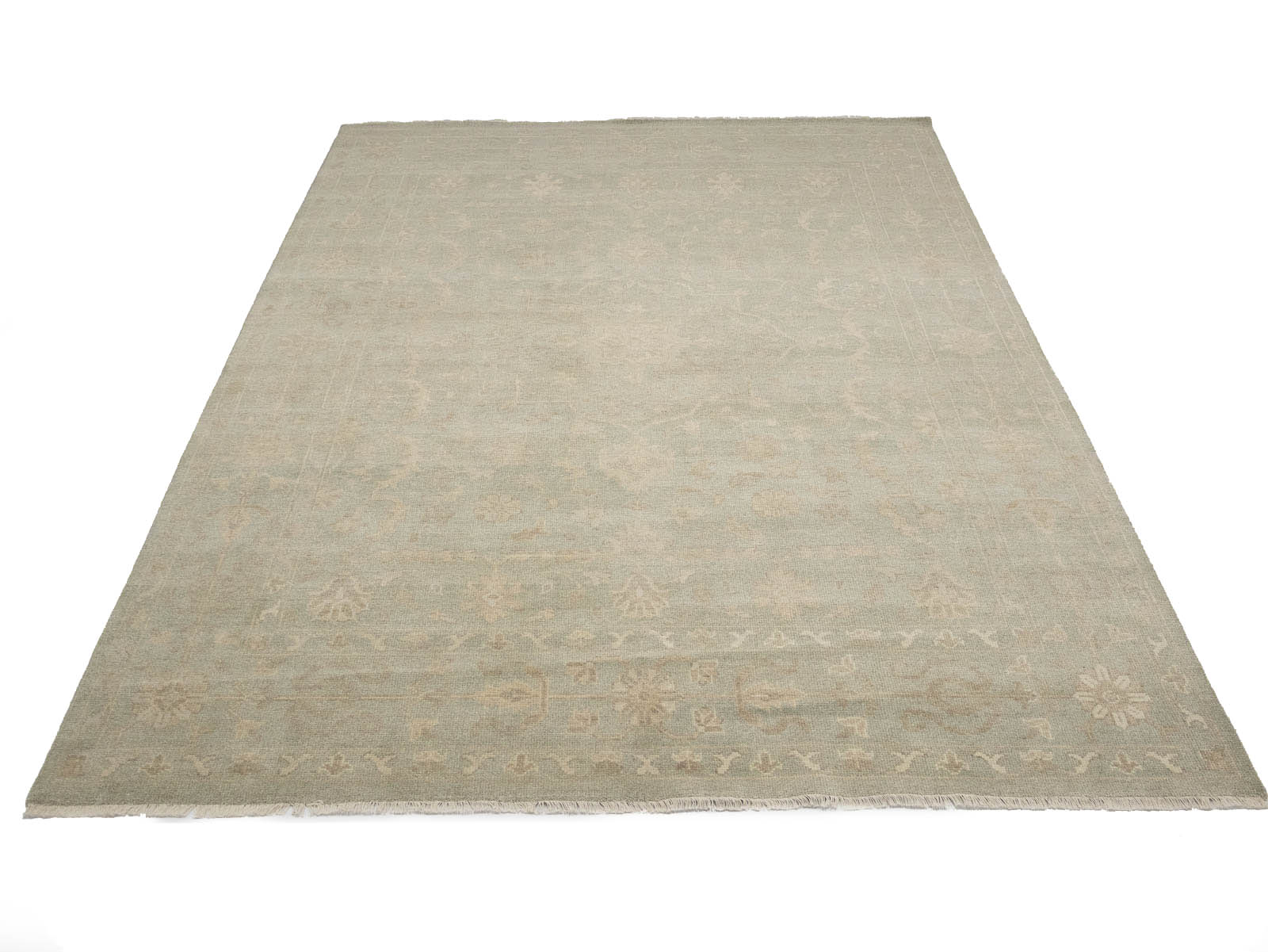 Muted Aqua Green Floral 9x12Transitional Oriental Rug