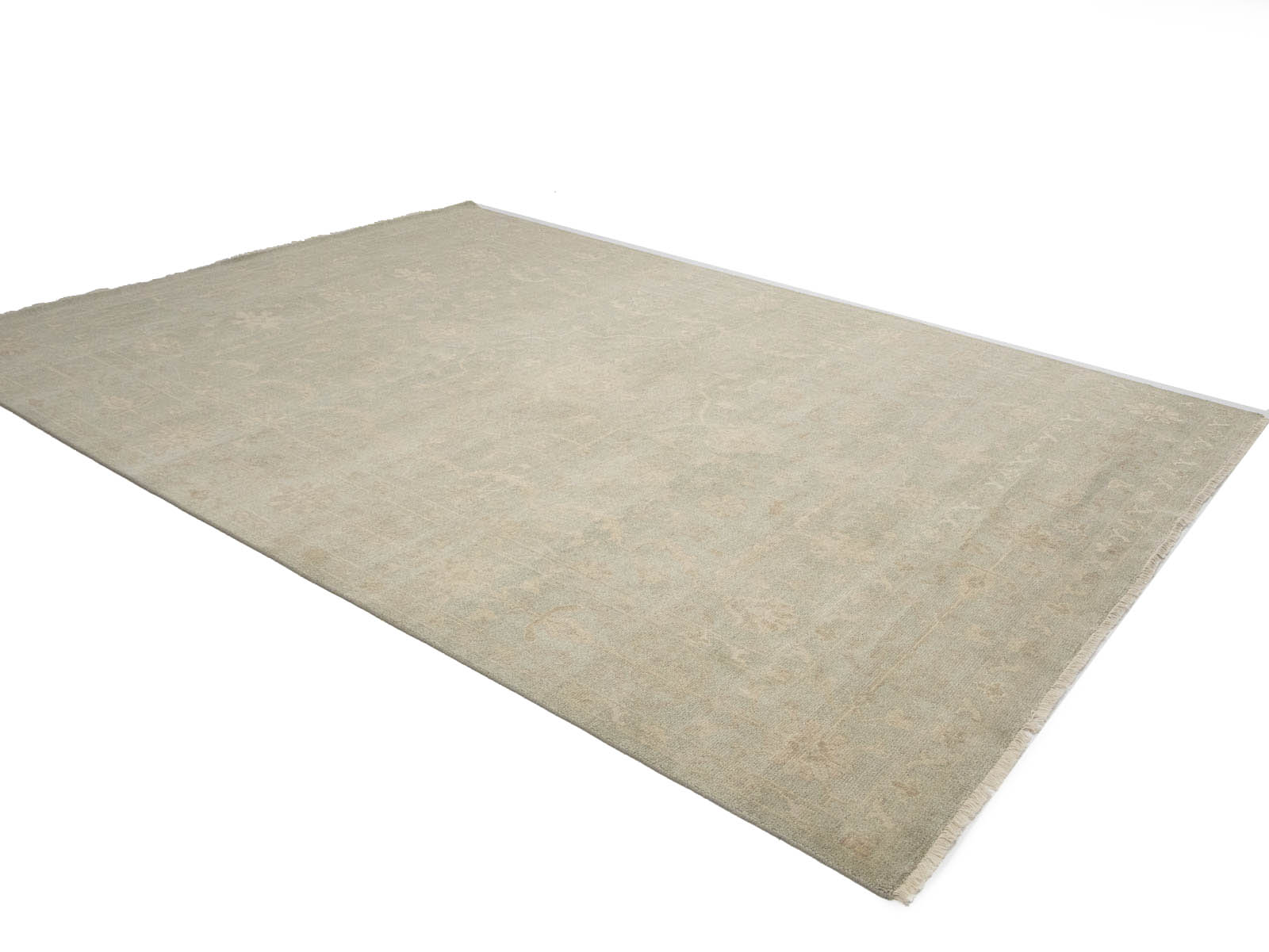 Muted Aqua Green Floral 9x12Transitional Oriental Rug