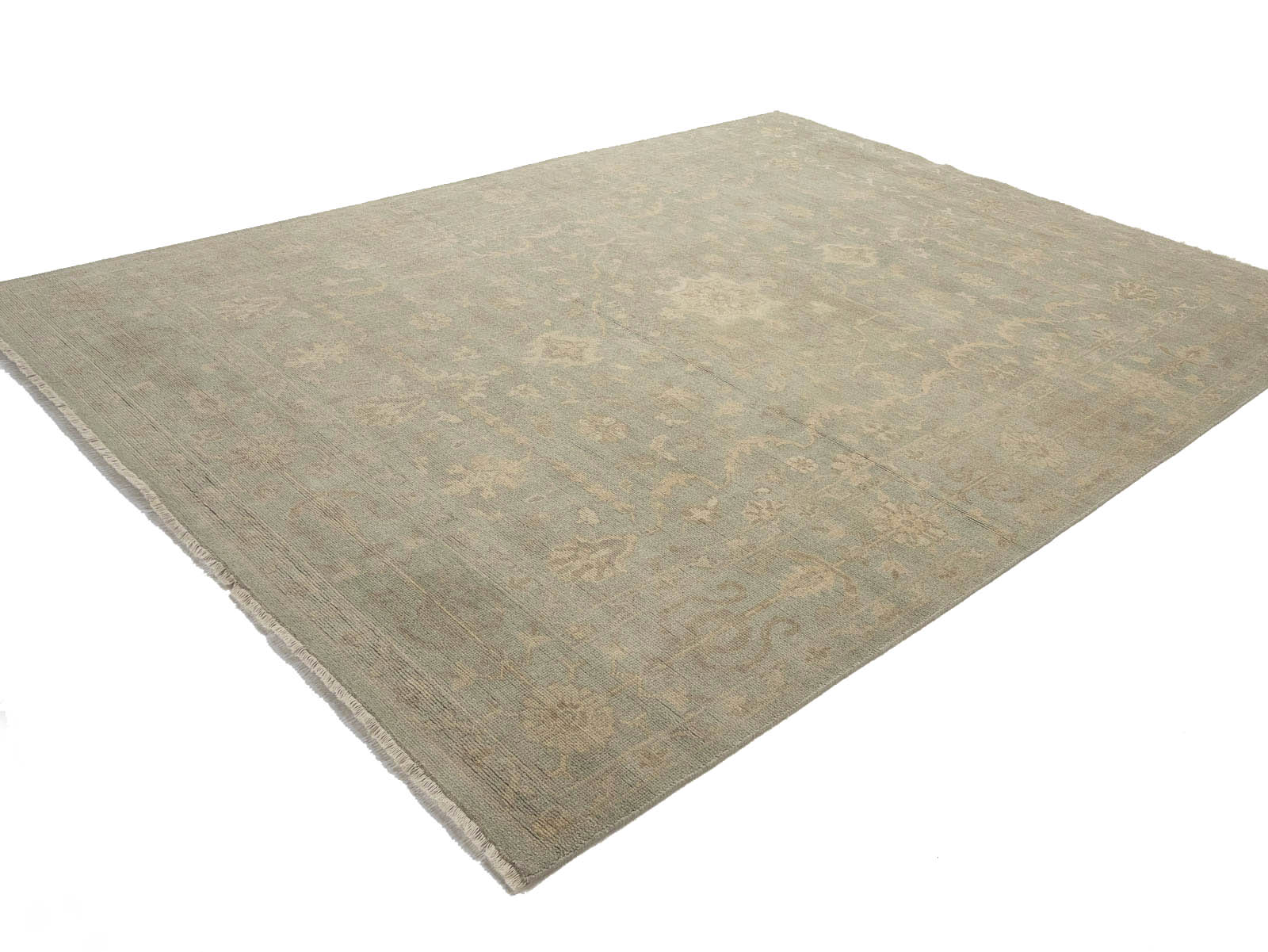 Muted Aqua Green Floral 9x12Transitional Oriental Rug