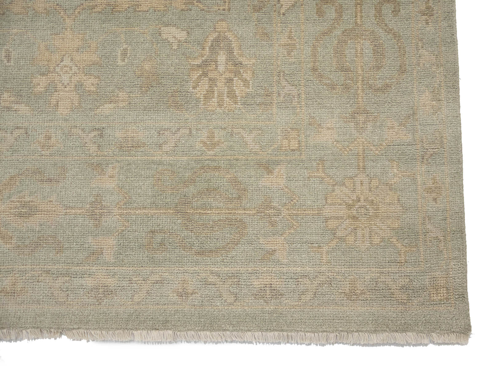 Muted Aqua Green Floral 9x12Transitional Oriental Rug