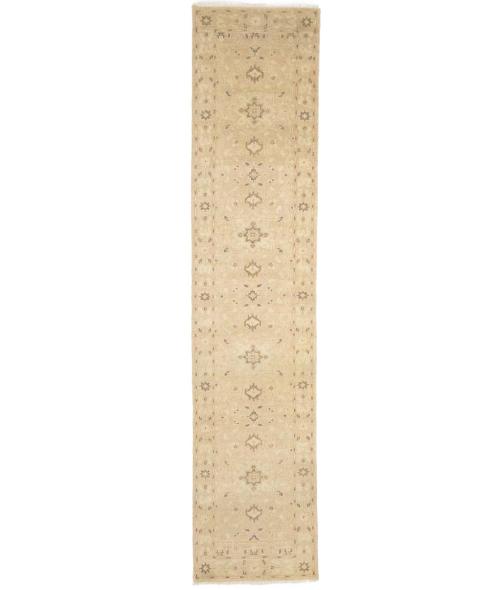 Muted Pinkish Beige Floral 3x12 Transitional Oriental Runner Rug