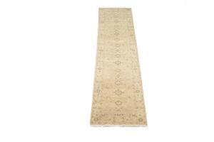 Muted Pinkish Beige Floral 3x12 Transitional Oriental Runner Rug