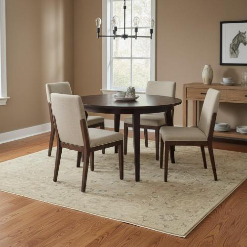 Muted Pinkish Beige Floral 8X8 Transitional Oriental Square Rug