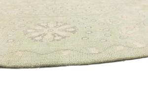 Muted Light Green Floral Transitional 8x8 Oriental Round Rug