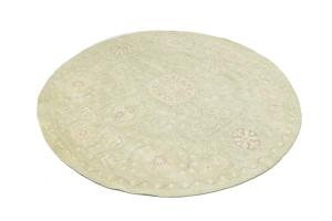 Muted Light Green Floral Transitional 8x8 Oriental Round Rug