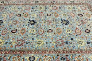 Light Blue Floral 10X14 Transitional Oushak Oriental Rug