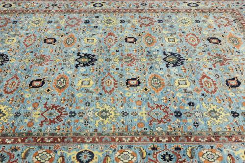 Light Blue Floral 10X14 Transitional Oushak Oriental Rug