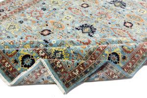 Light Blue Floral 10X14 Transitional Oushak Oriental Rug