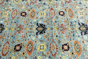 Light Blue Floral 10X14 Transitional Oushak Oriental Rug