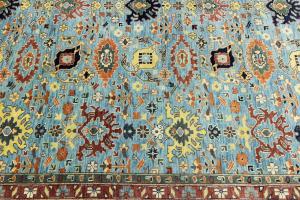 Light Blue Floral 10X14 Transitional Oushak Oriental Rug