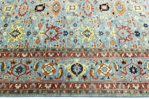 Light Blue Floral 10X14 Transitional Oushak Oriental Rug