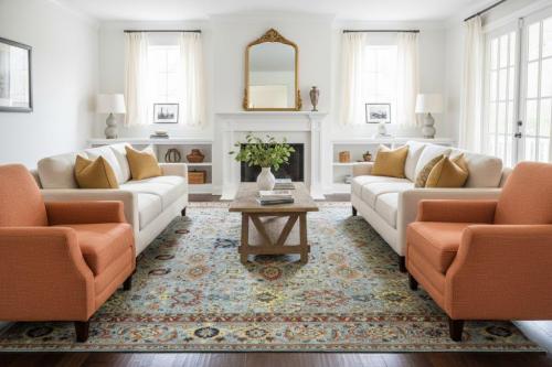 Light Blue Floral 10X14 Transitional Oushak Oriental Rug