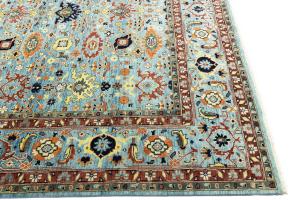 Light Blue Floral 10X14 Transitional Oushak Oriental Rug