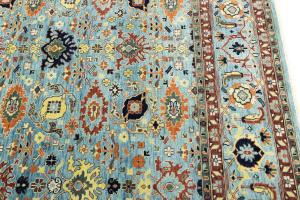 Light Blue Floral 10X14 Transitional Oushak Oriental Rug